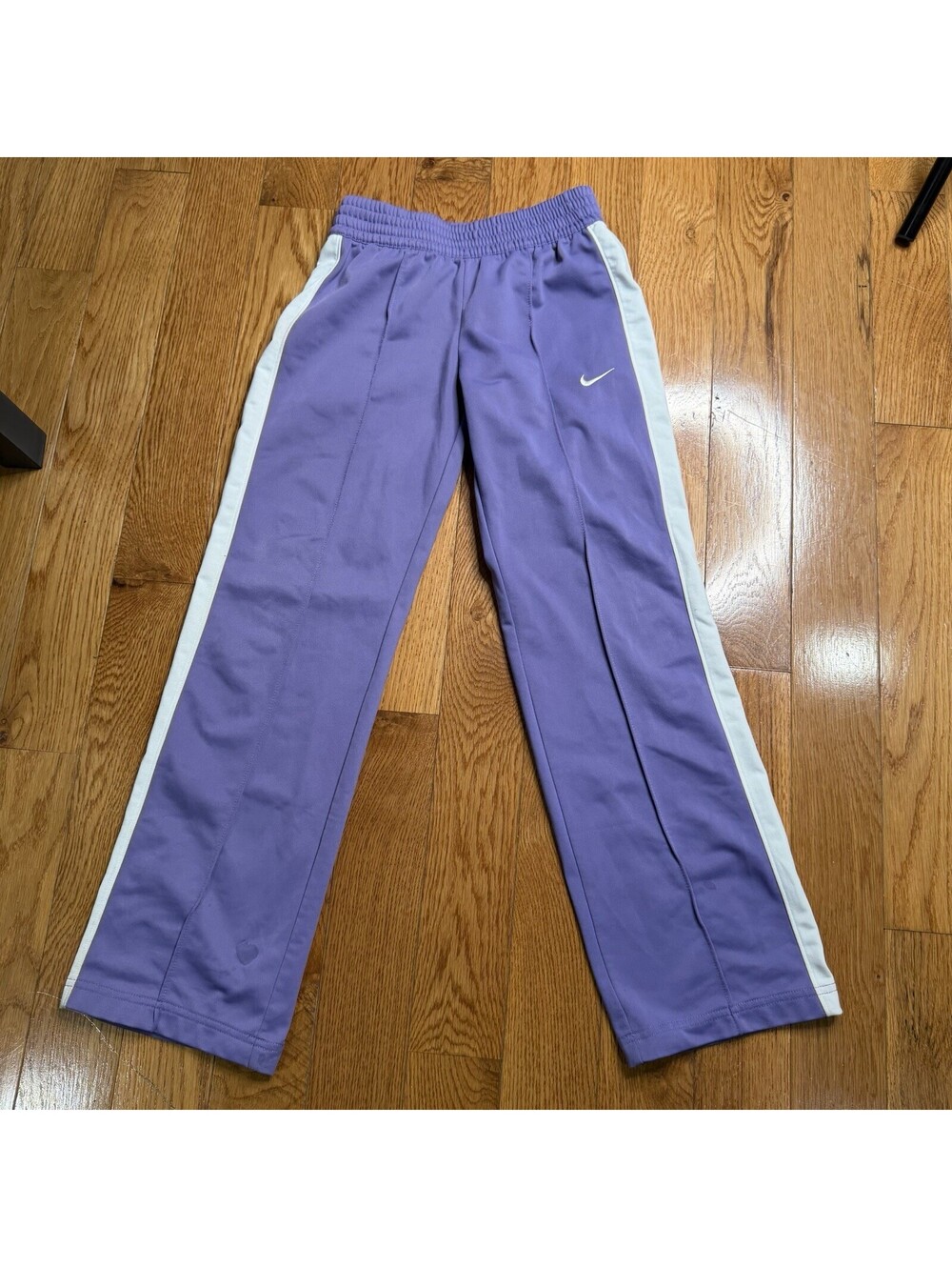 Size Medium Youth Nike Track Pants  Purple White Stripe Athletic Joggers - Picture 4 of 5
